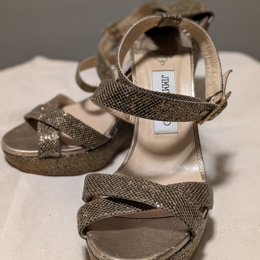 Jimmy Choo Metallic Textured Sandals